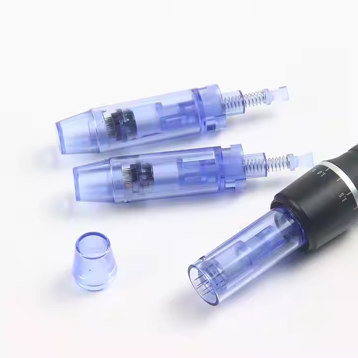 A6 Pen Disposable Blue Short Stainless Steel Needle Cartridge 12 24 Round Nano Bayonet Replacement Needle Cartridge for A6 Pen