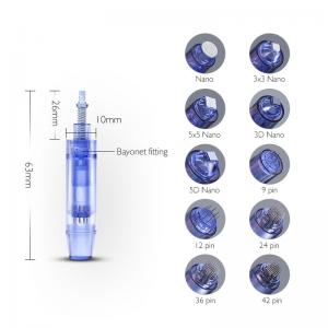 A6 Pen Disposable Blue Short Stainless Steel Needle Cartridge 12 24 Round Nano Bayonet Replacement Needle Cartridge for A6 Pen